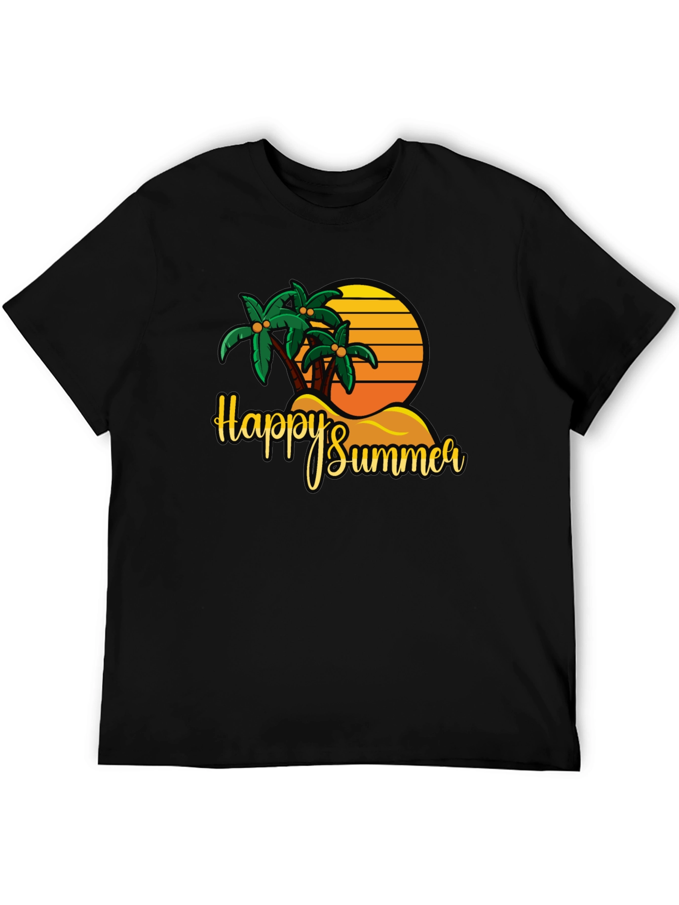 Happy Summer Palm Tree Graphic T-Shirt