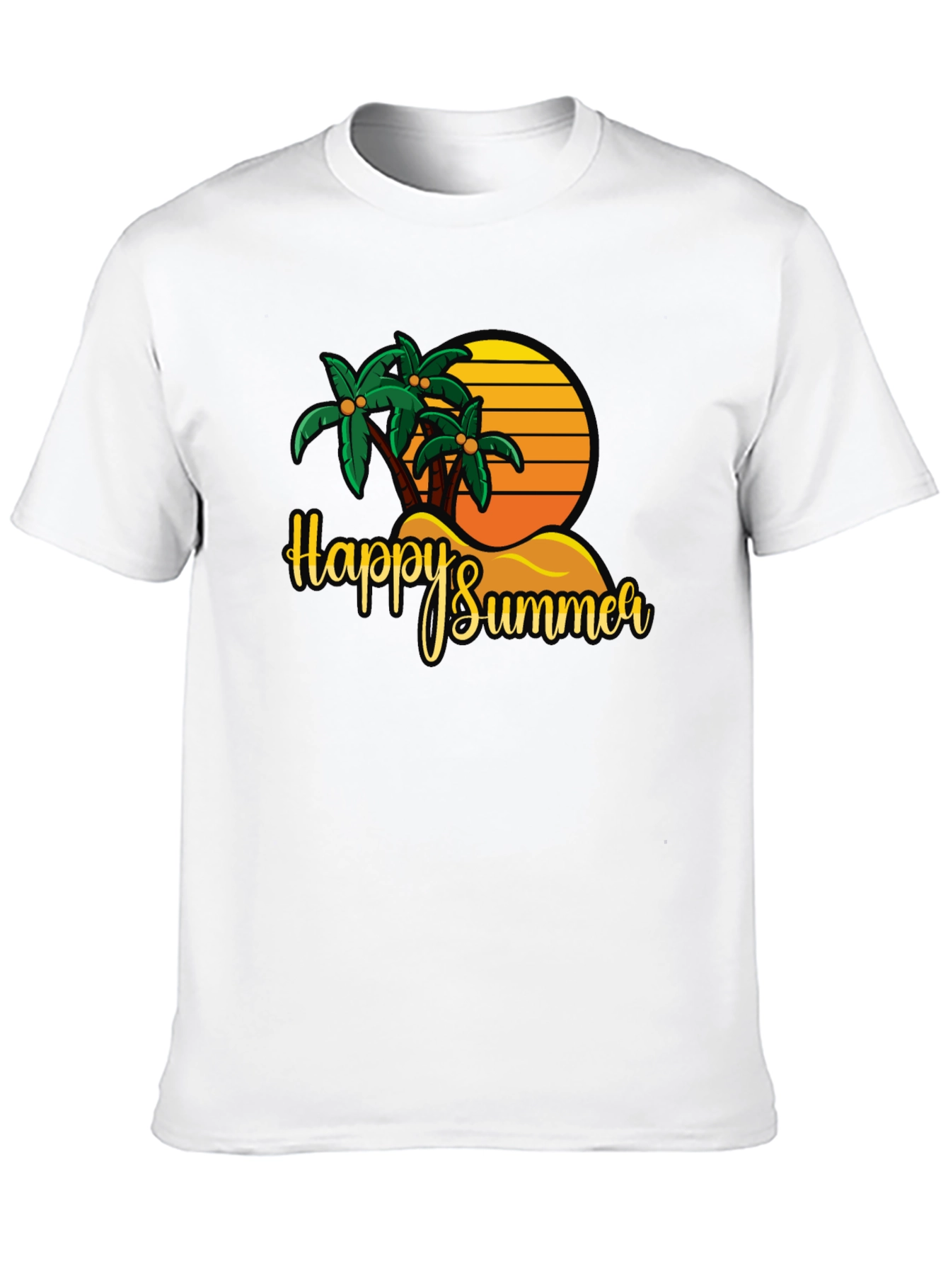 Happy Summer Palm Tree Graphic T-Shirt