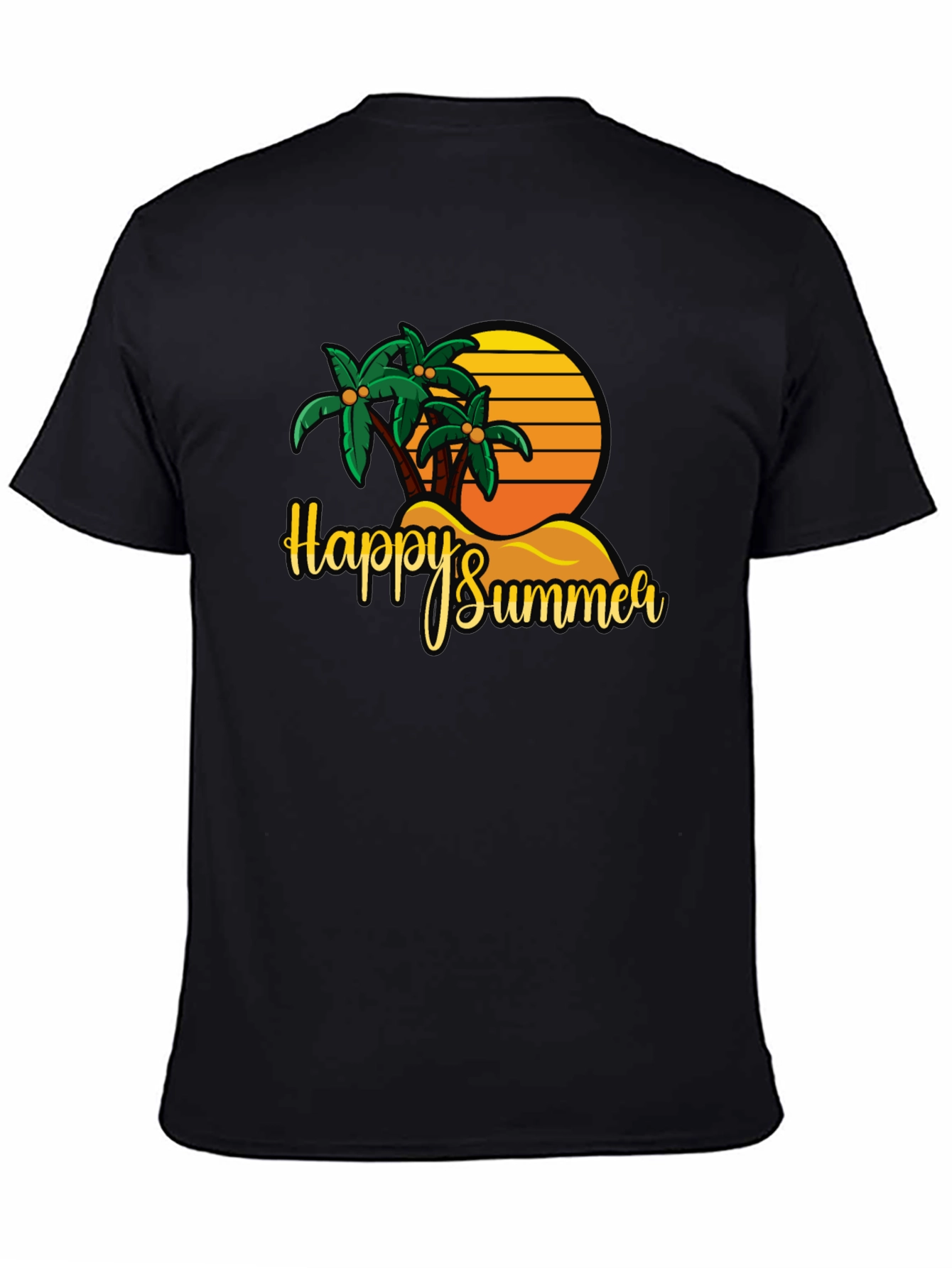 Happy Summer Palm Tree Graphic T-Shirt