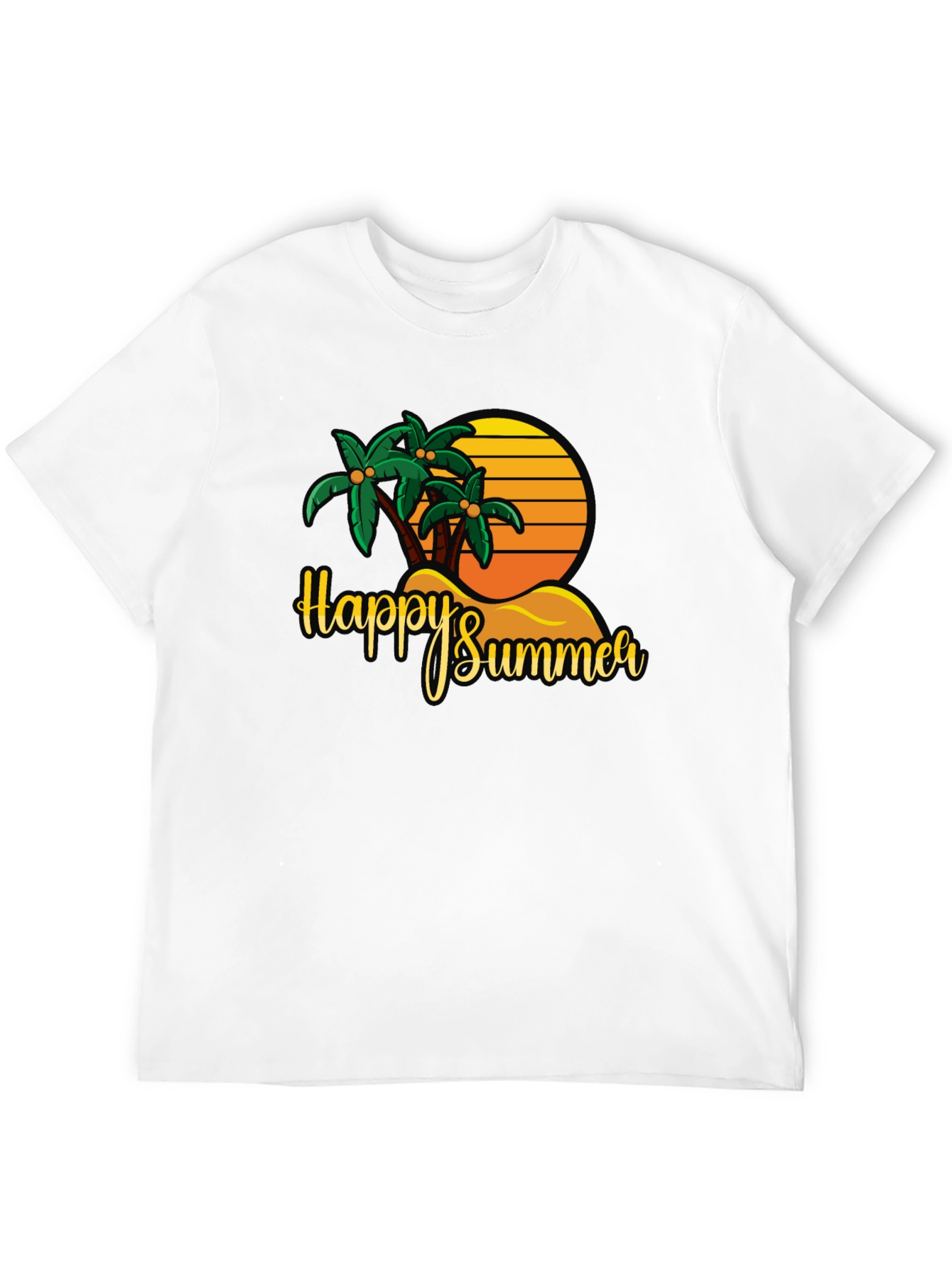 Happy Summer Palm Tree Graphic T-Shirt