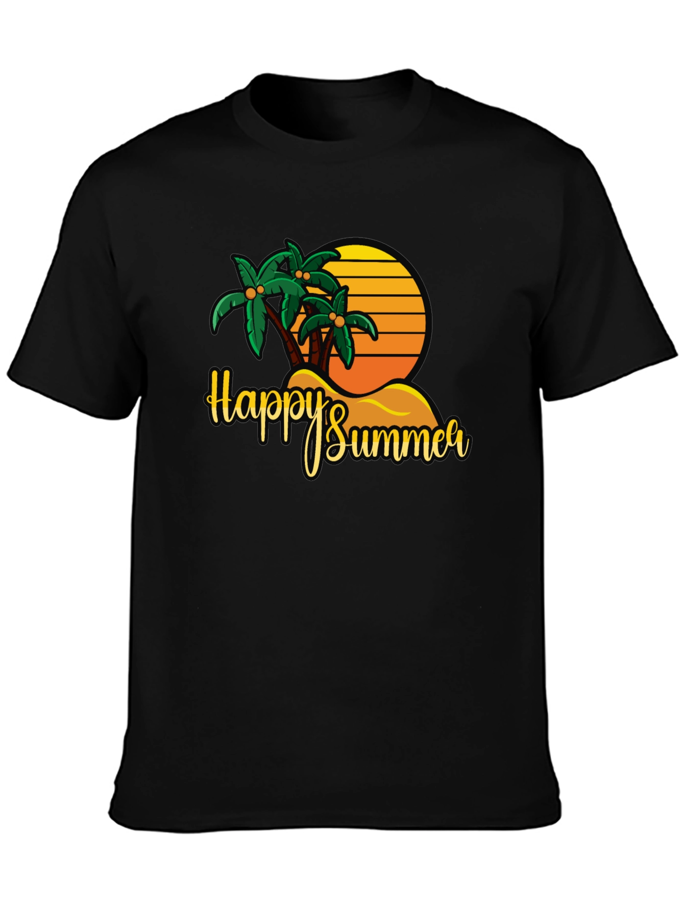 Happy Summer Palm Tree Graphic T-Shirt