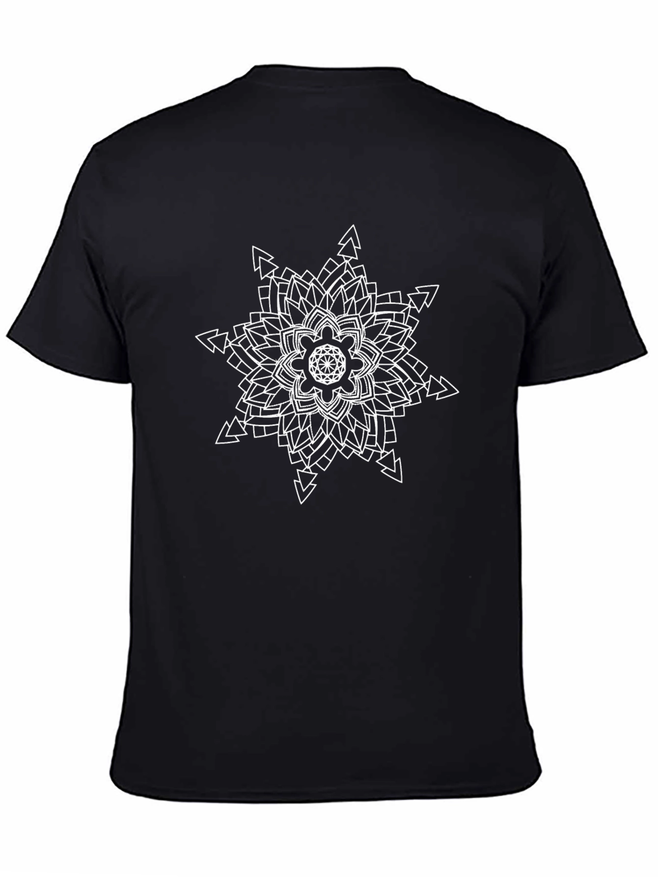 Abstract Geometric Mandala T-Shirt - Black