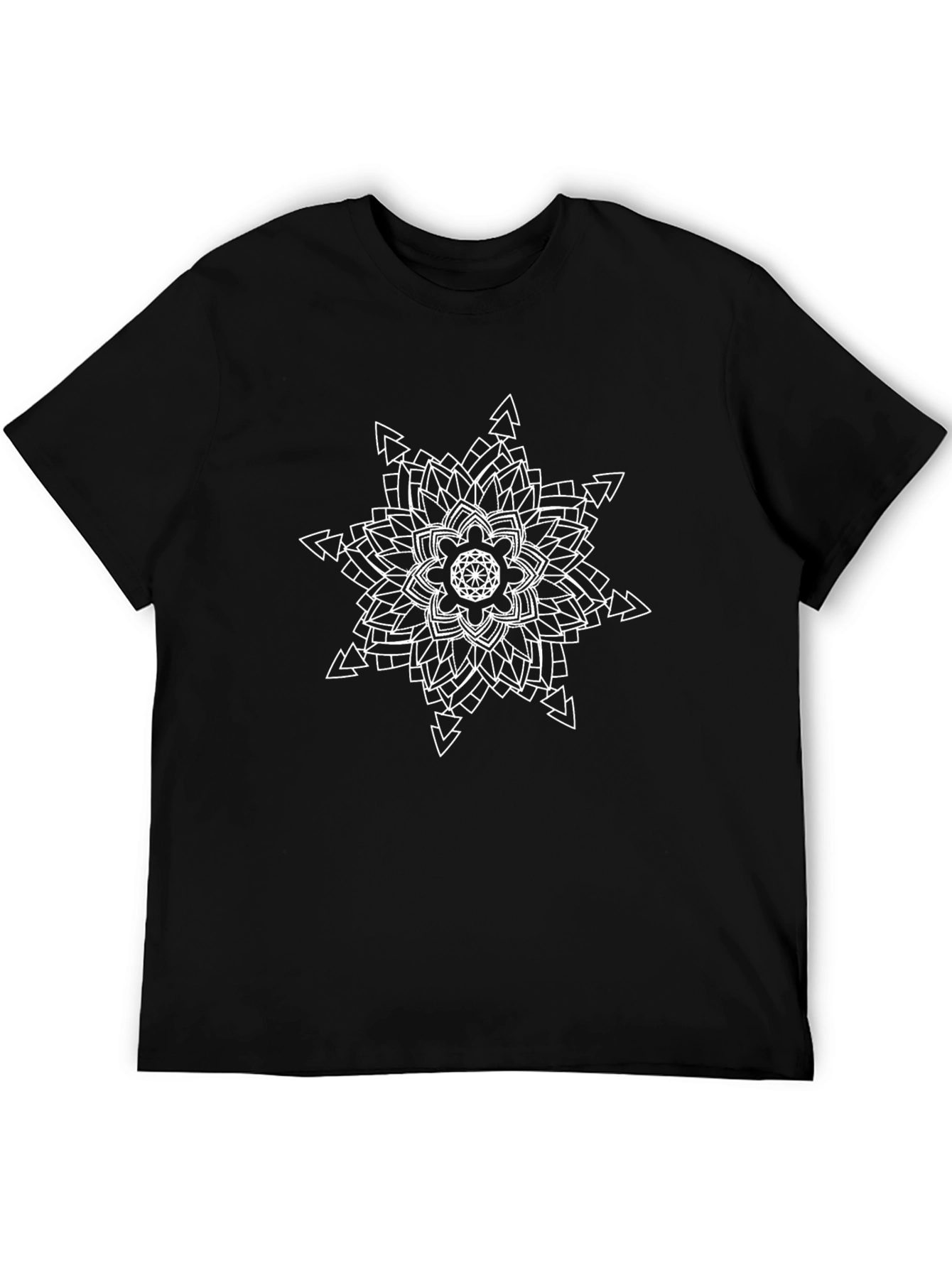 Abstract Geometric Mandala T-Shirt - Black