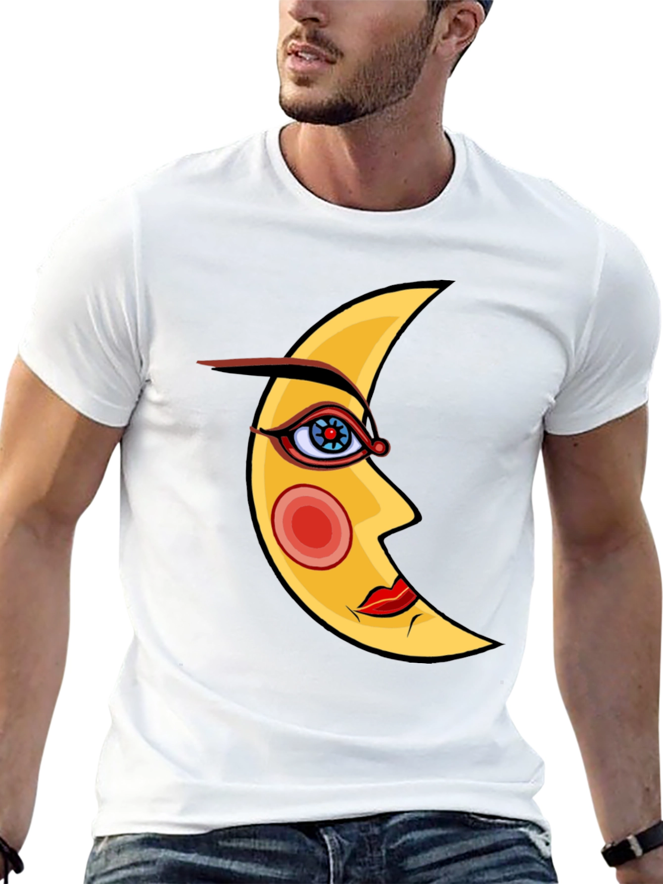 Mystic Moon Face Black T-Shirt