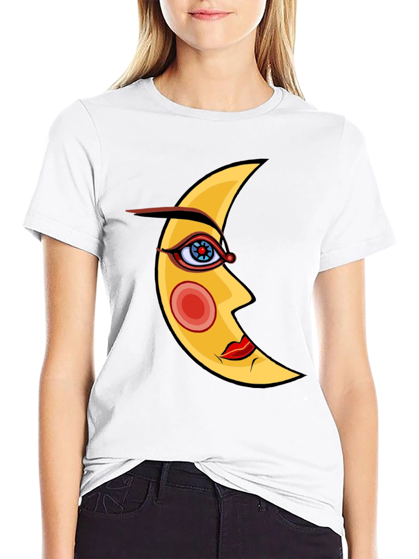 Mystic Moon Face Black T-Shirt