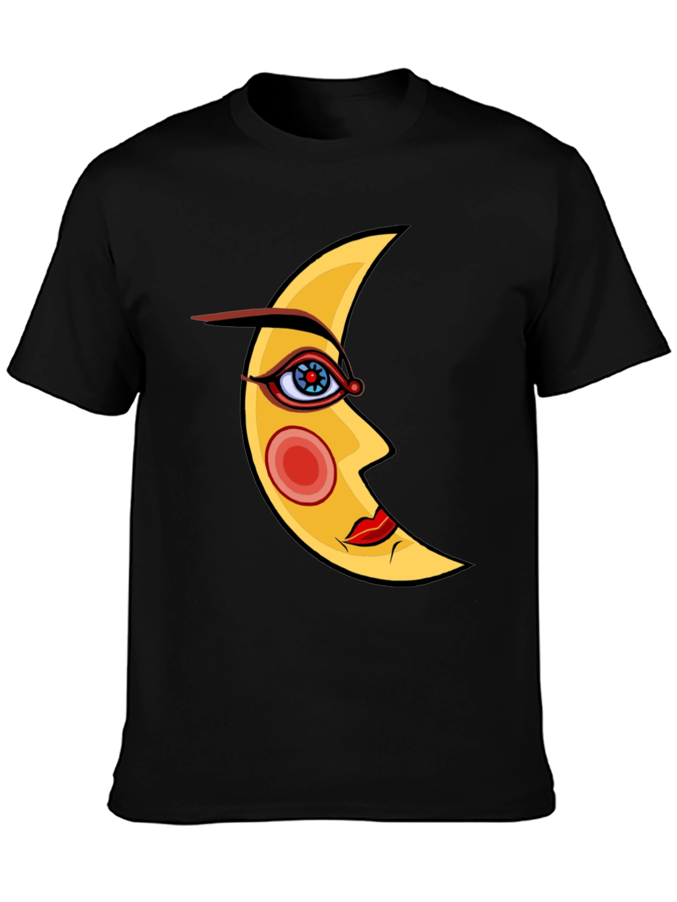 Mystic Moon Face Black T-Shirt