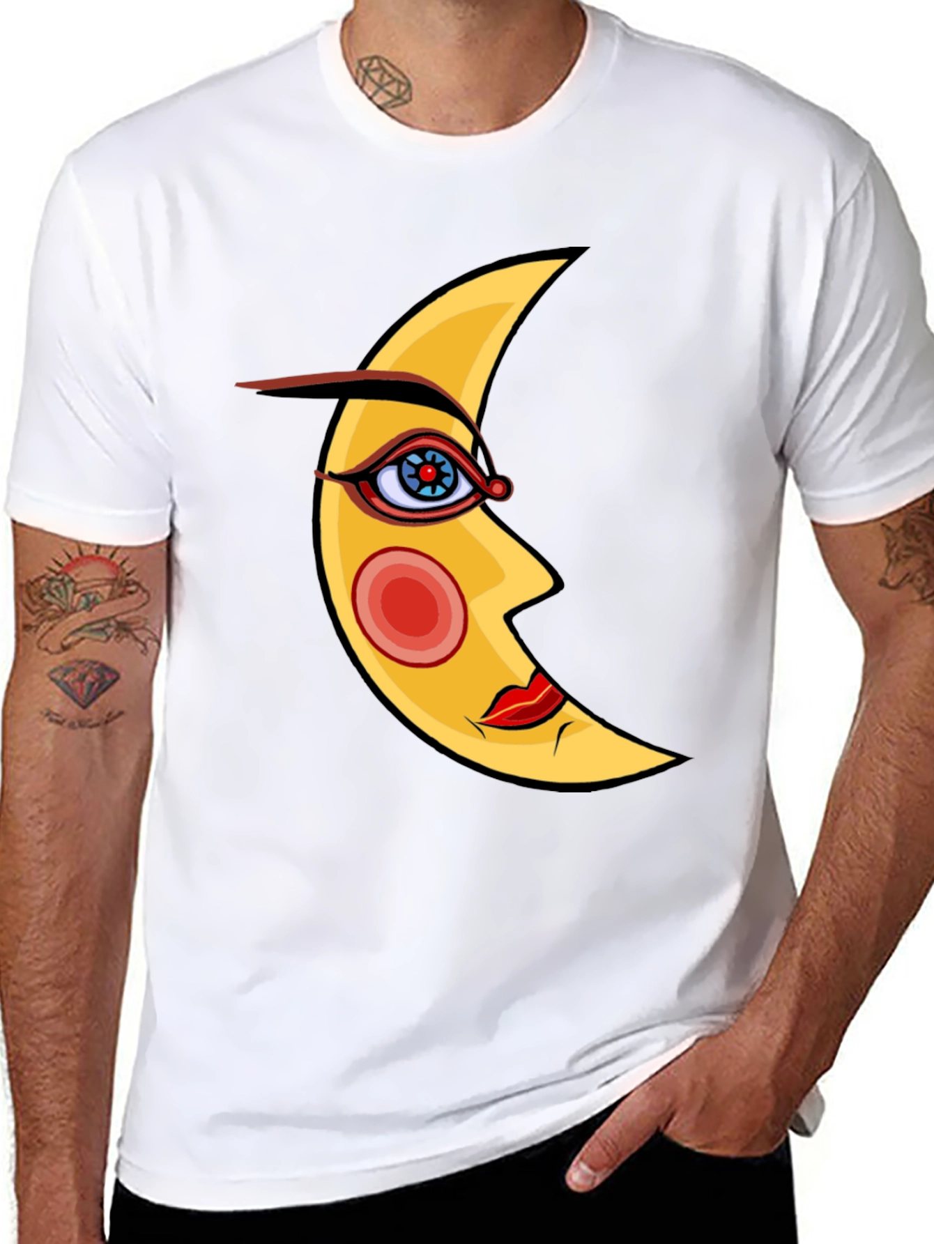 Mystic Moon Face Black T-Shirt