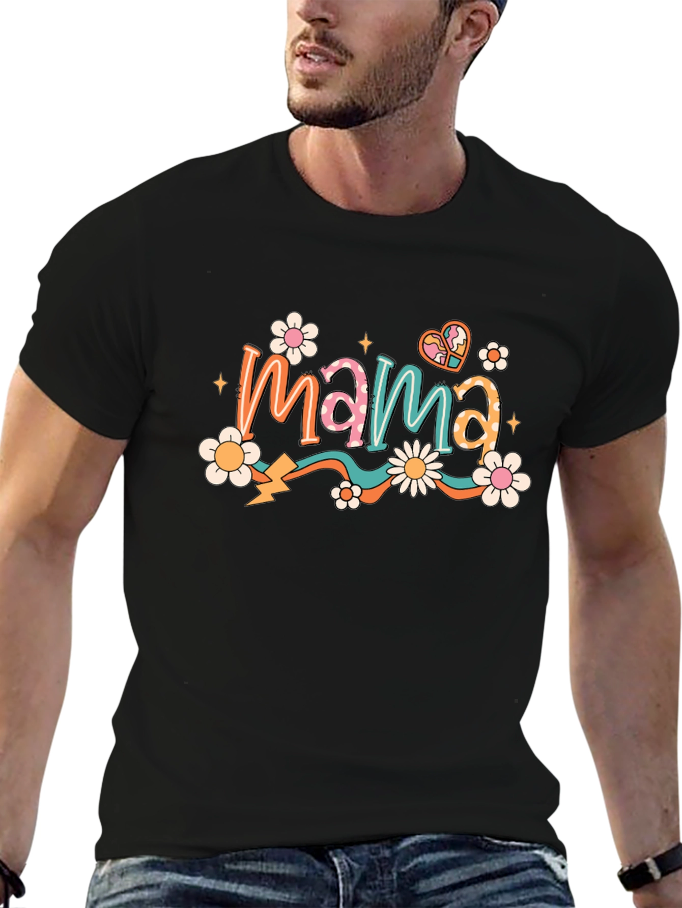 Retro Mama T-Shirt - Black Floral Graphic
