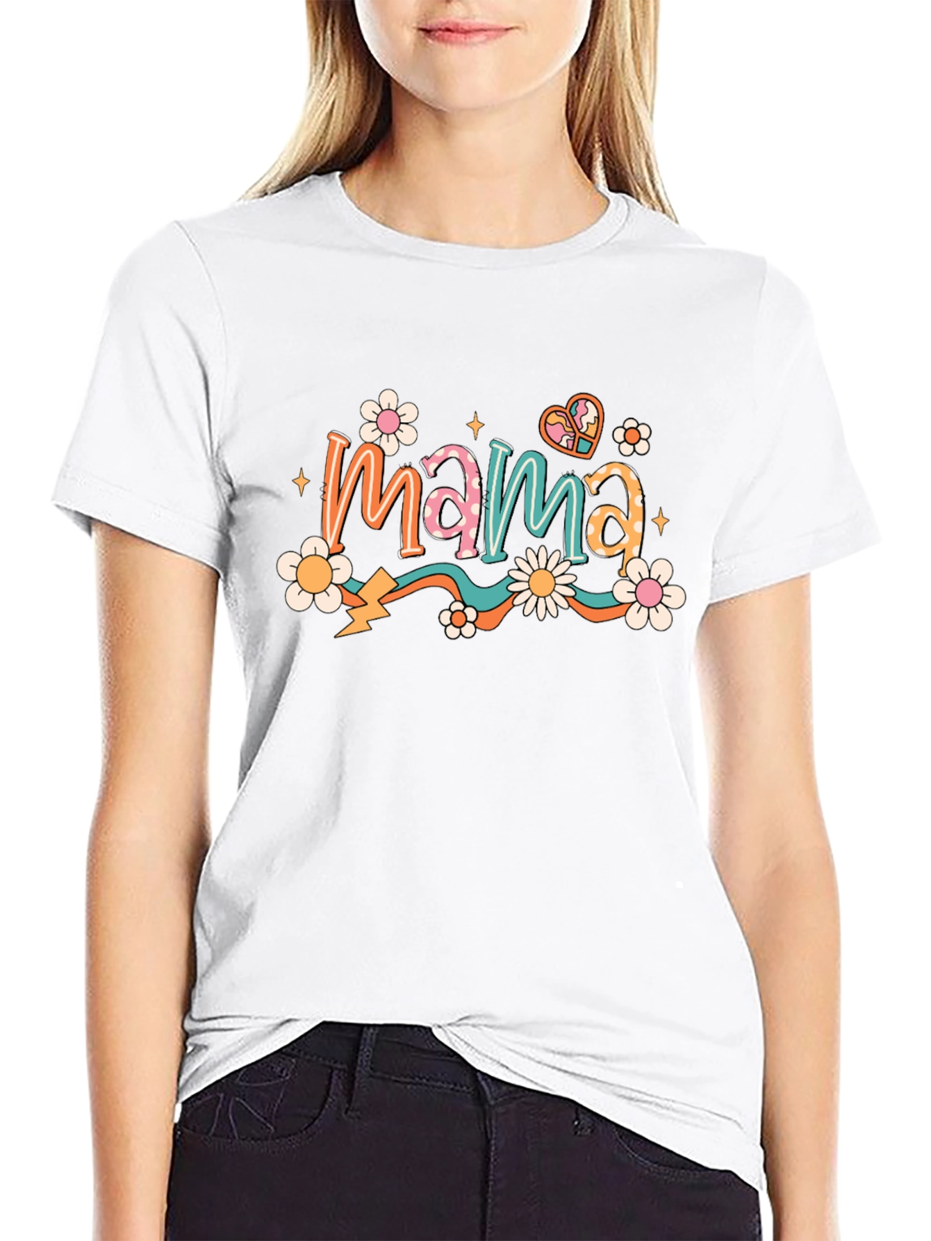 Retro Mama T-Shirt - Black Floral Graphic