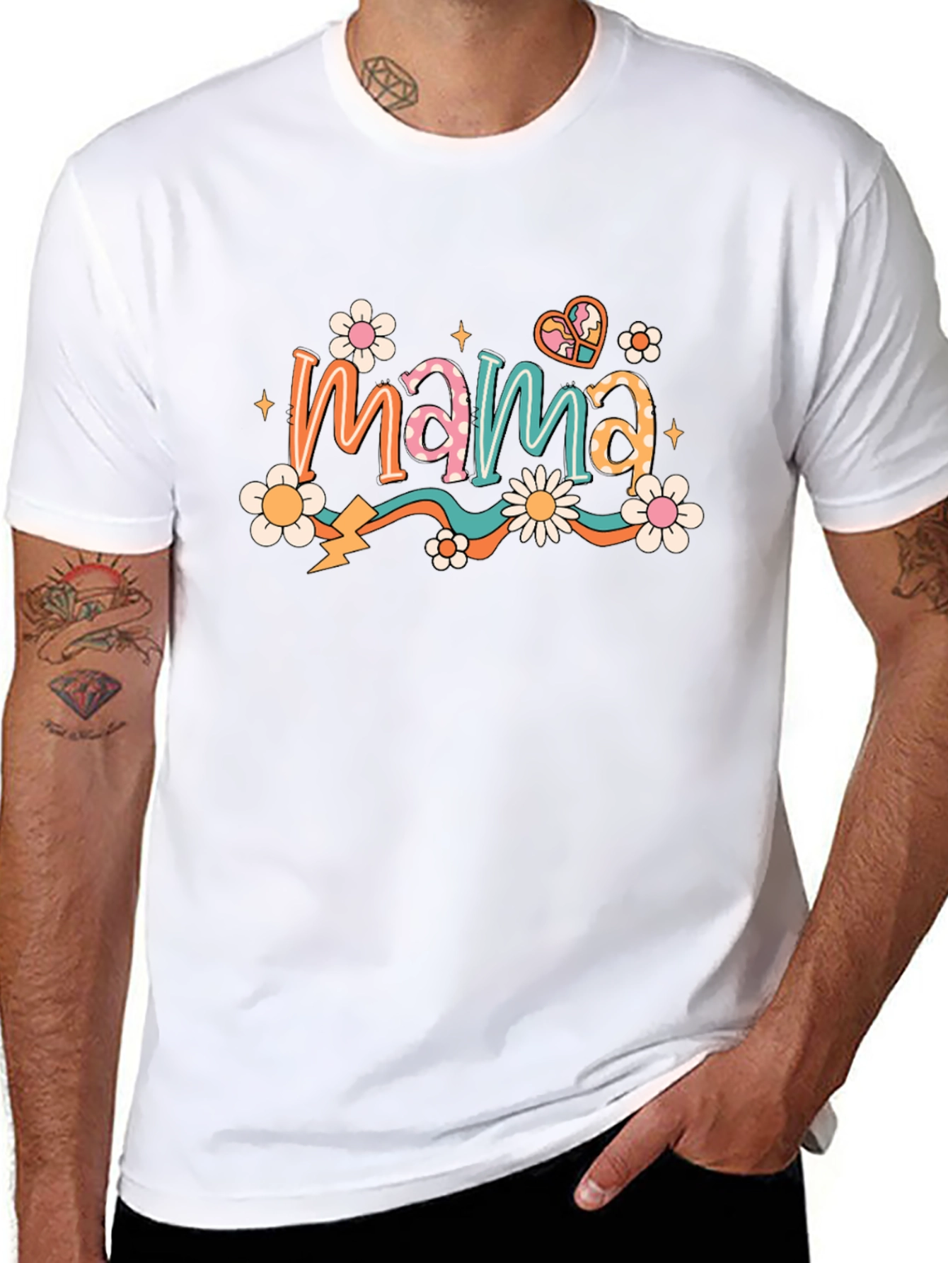 Retro Mama T-Shirt - Black Floral Graphic