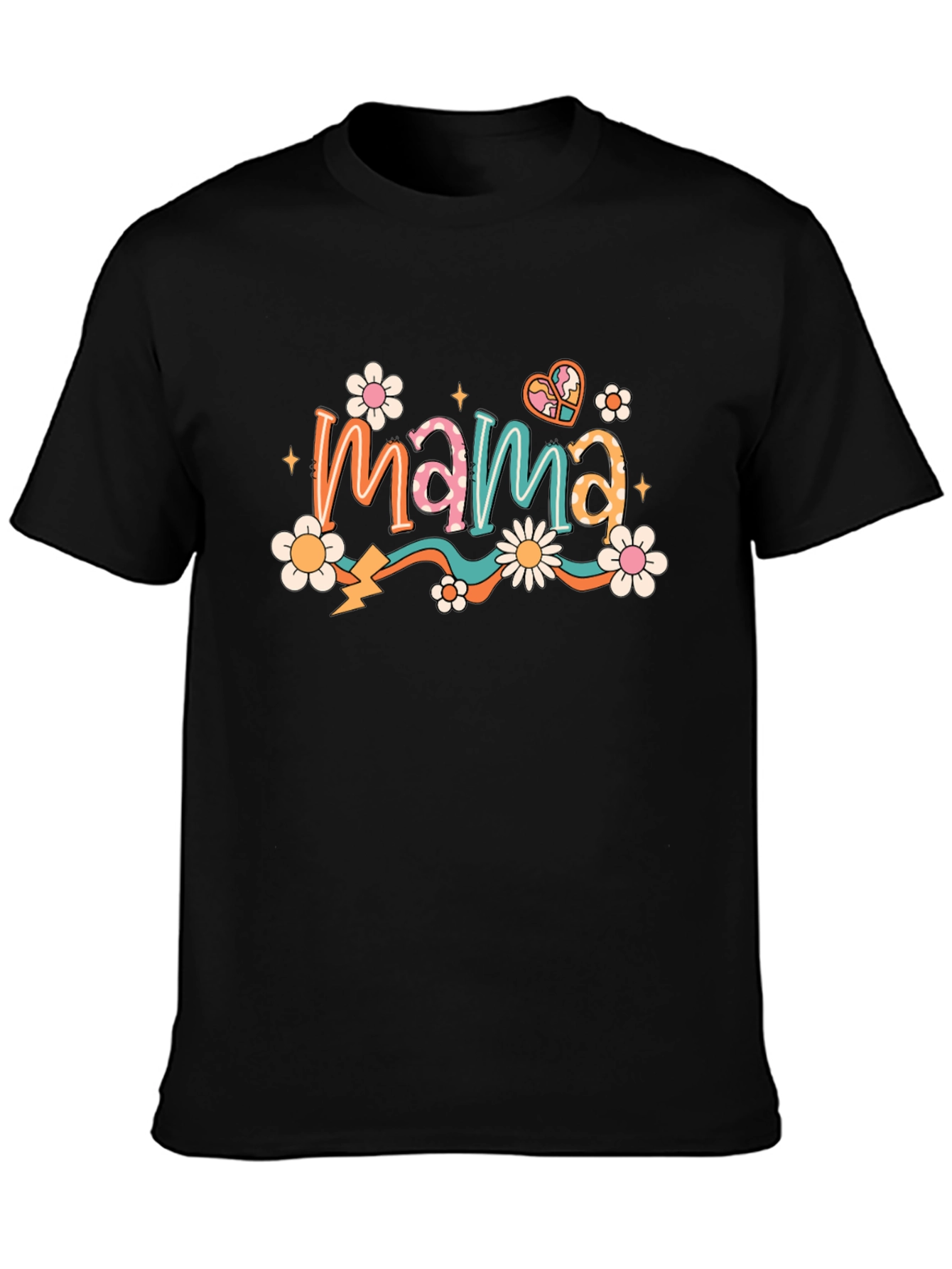 Retro Mama T-Shirt - Black Floral Graphic