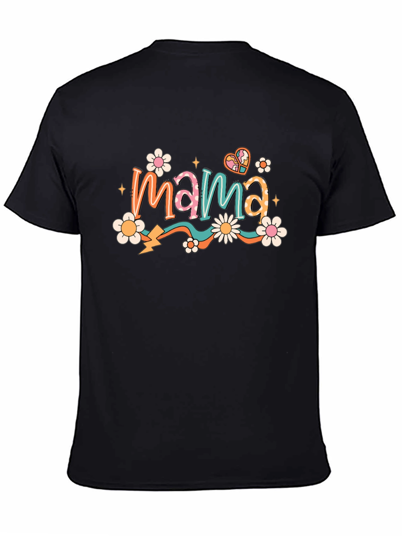 Retro Mama T-Shirt - Black Floral Graphic