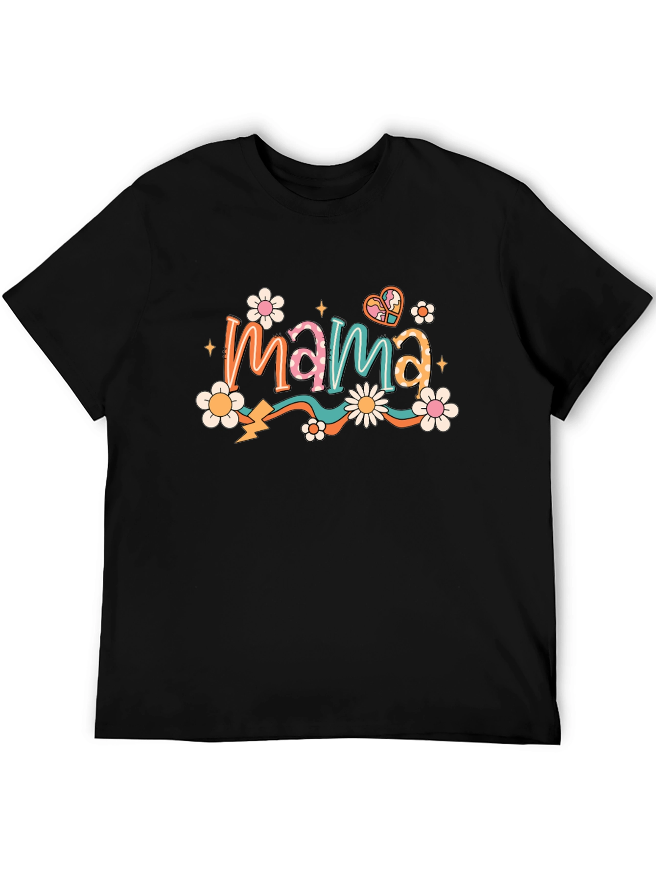 Retro Mama T-Shirt - Black Floral Graphic