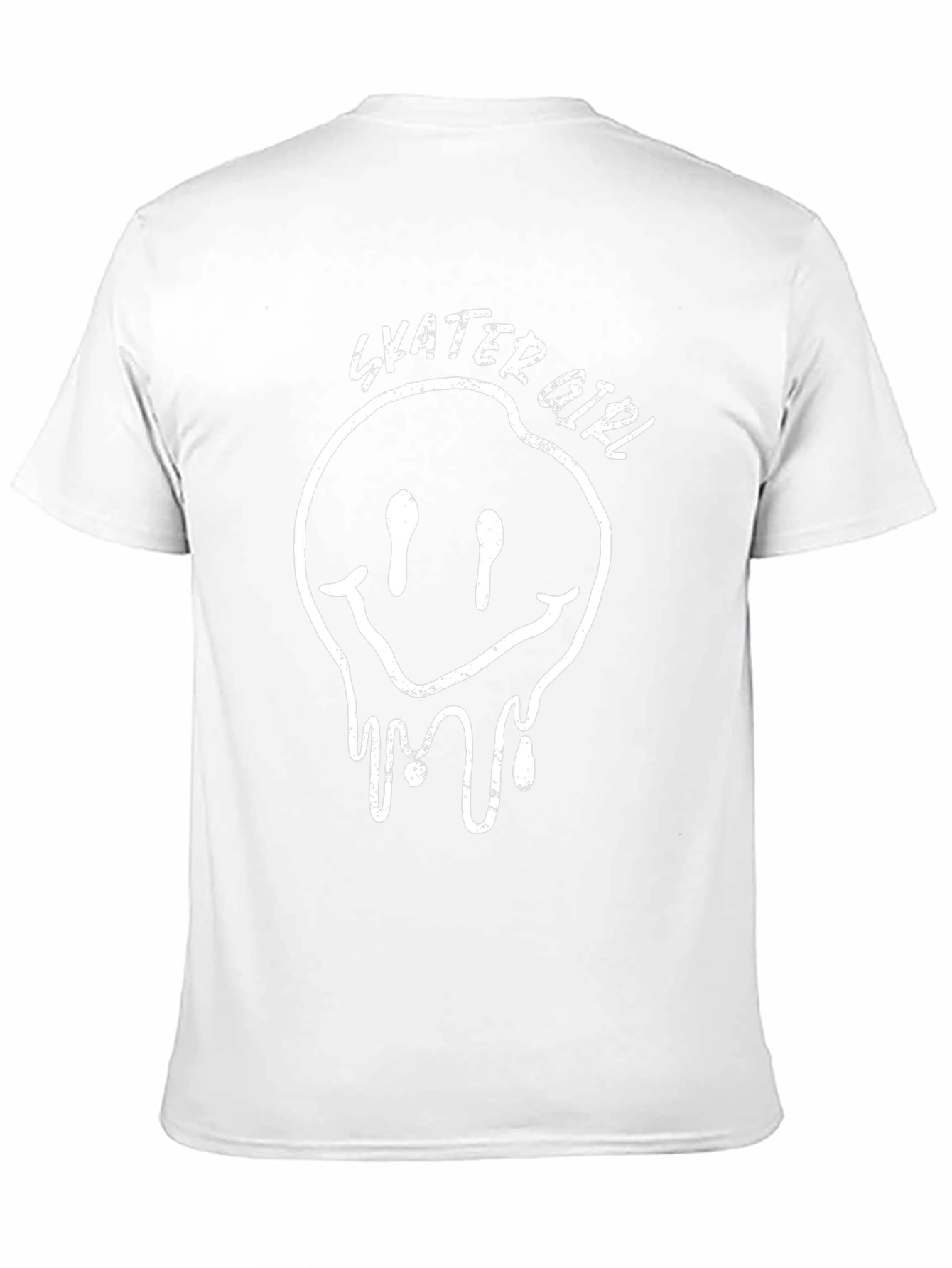 Skater Girl Graphic Tee - Distressed Smiley Face Shirt