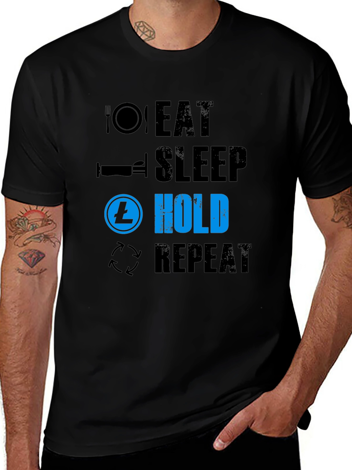 Eat Sleep LTC Hold Repeat Black T-Shirt