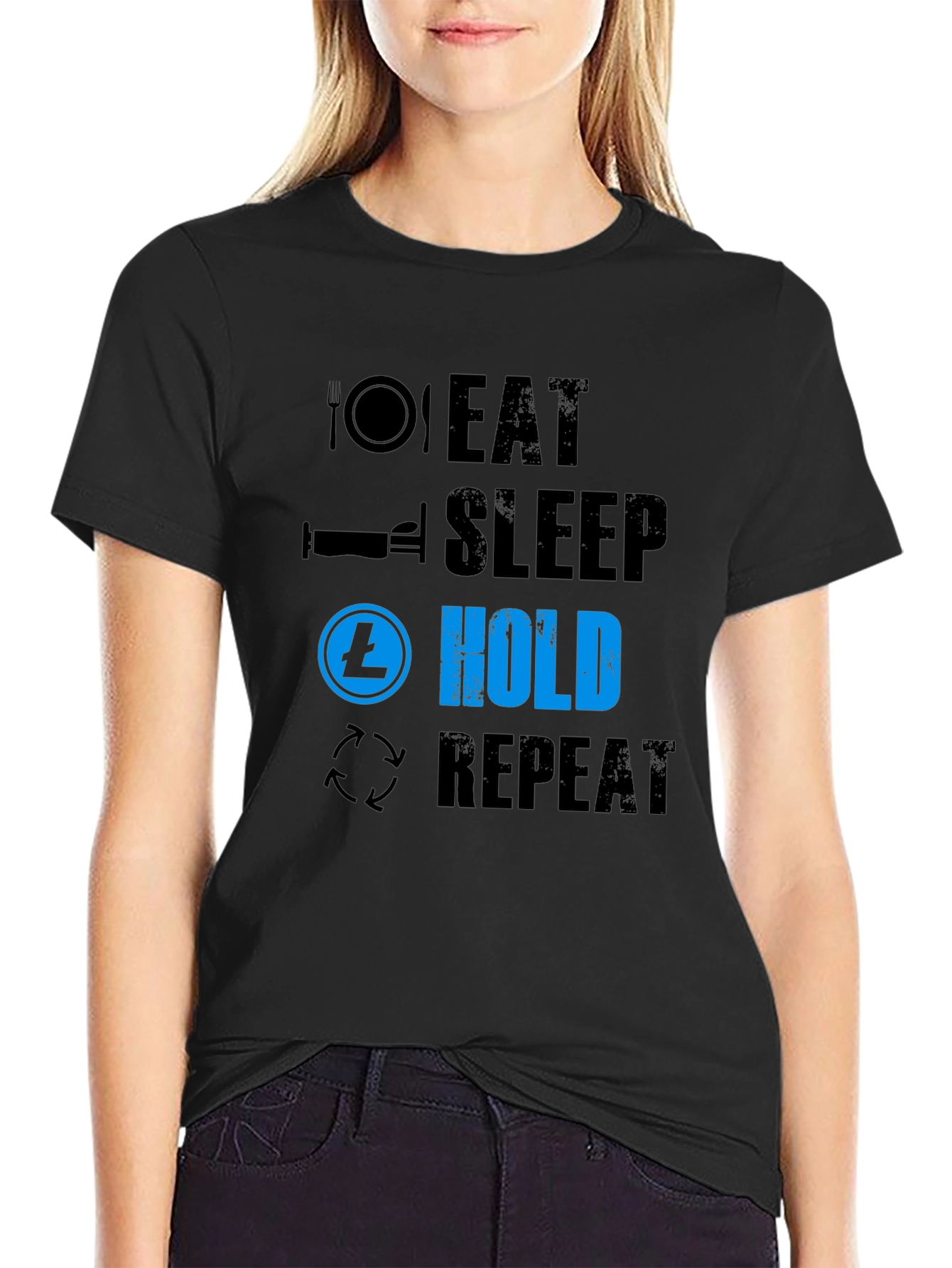 Eat Sleep LTC Hold Repeat Black T-Shirt