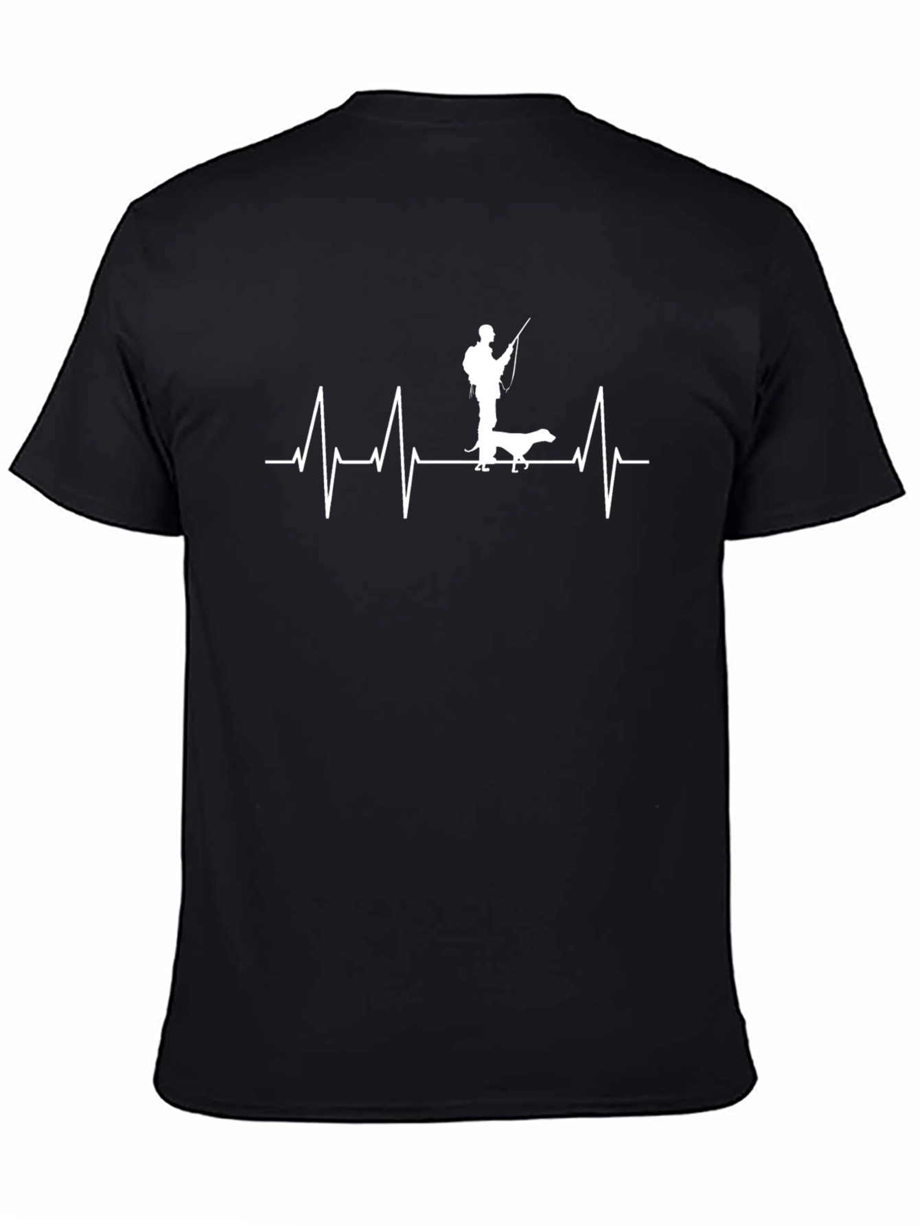 Fisherman Heartbeat Graphic Tee - Black Cotton T-Shirt