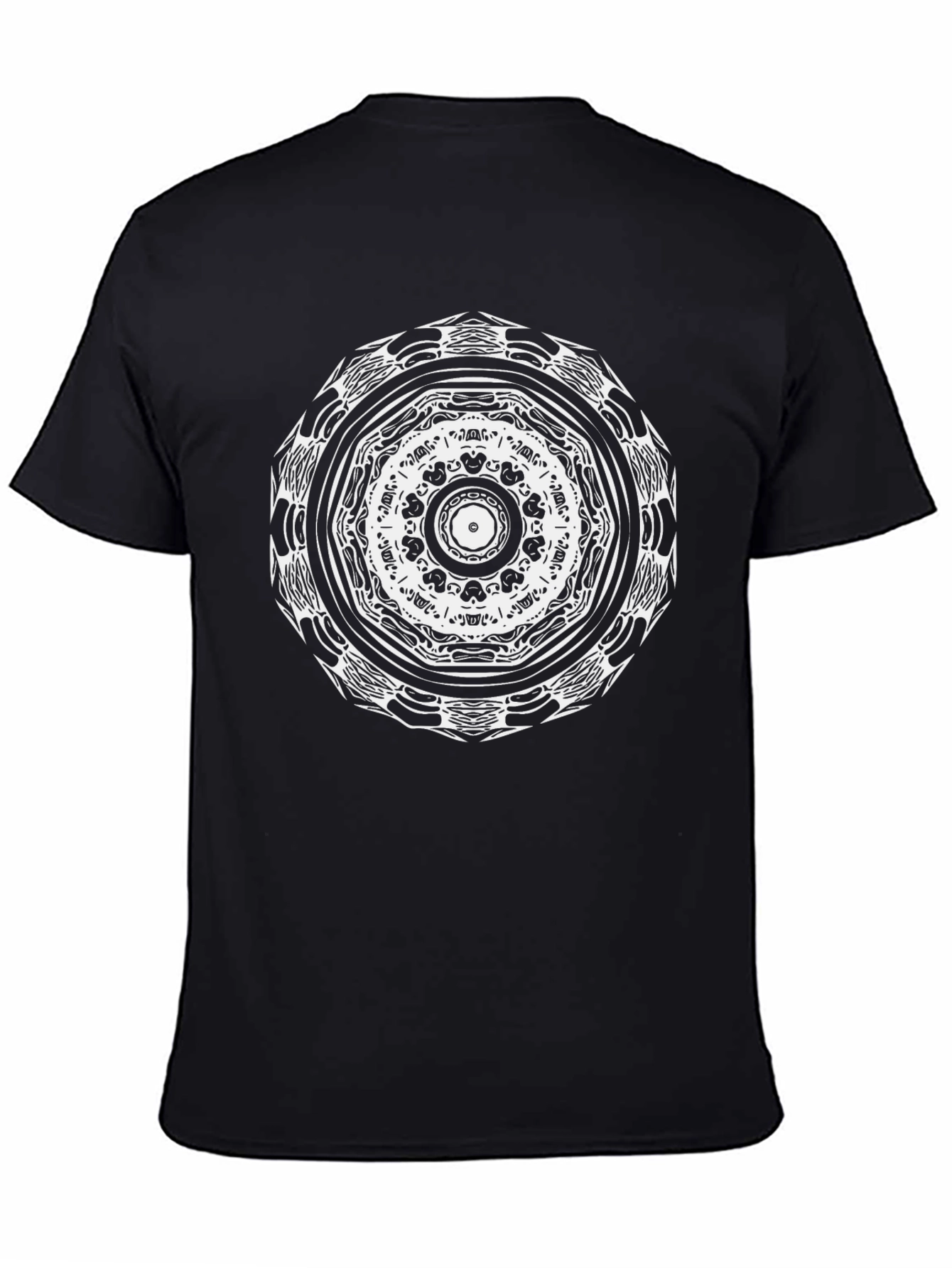 Geometric Mandala Graphic Tee - Black Cotton Comfort