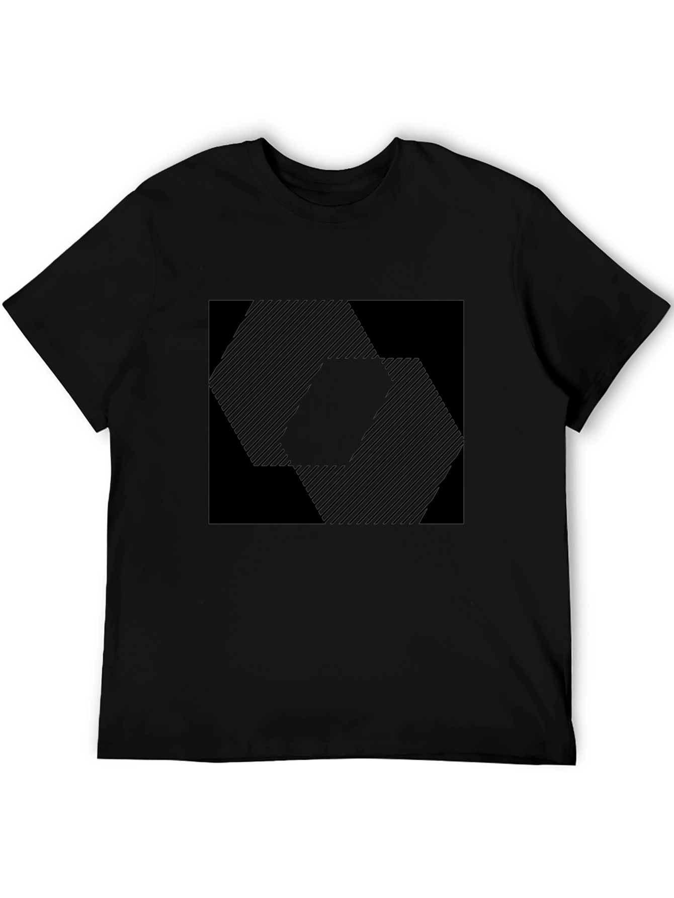 Geometric Patterned Black T-Shirt