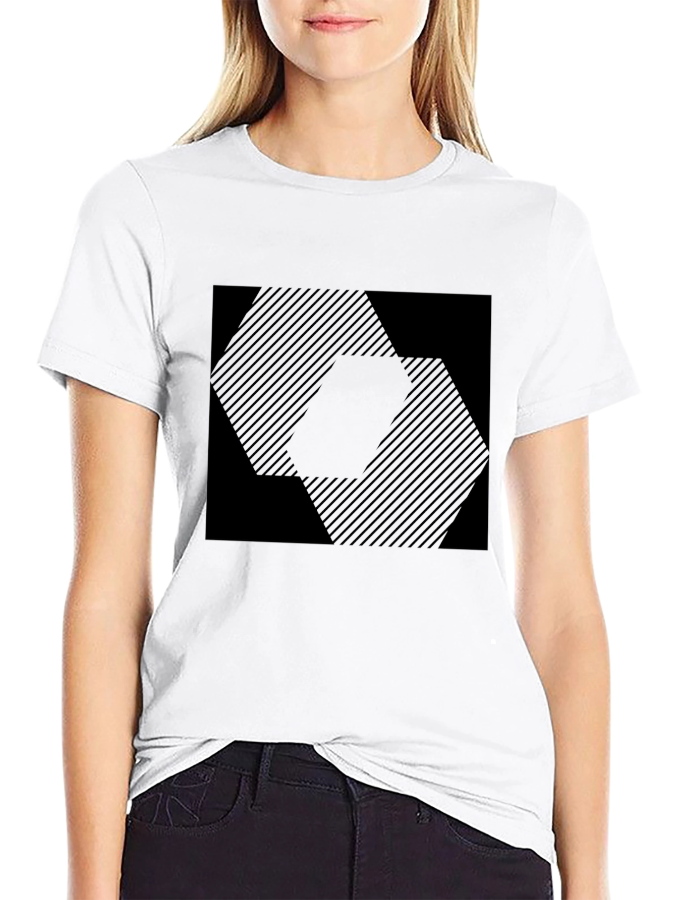 Geometric Patterned Black T-Shirt