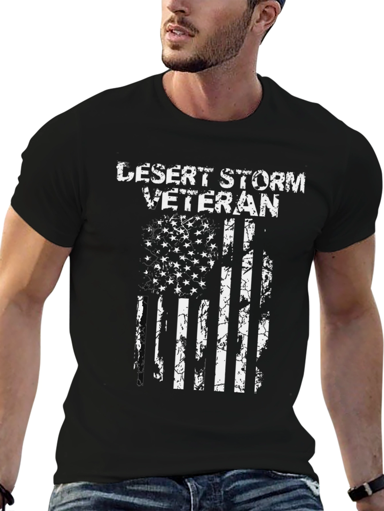 Desert Storm Veteran USA Flag Graphic T-Shirt