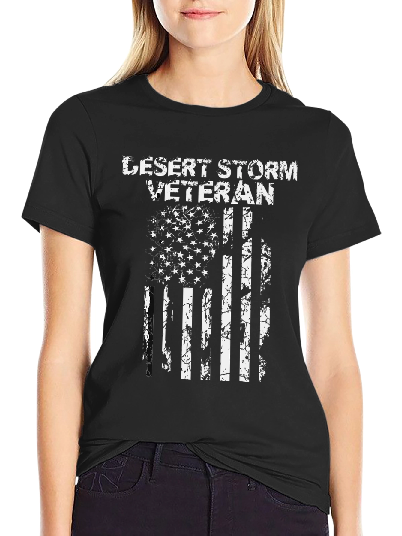 Desert Storm Veteran USA Flag Graphic T-Shirt