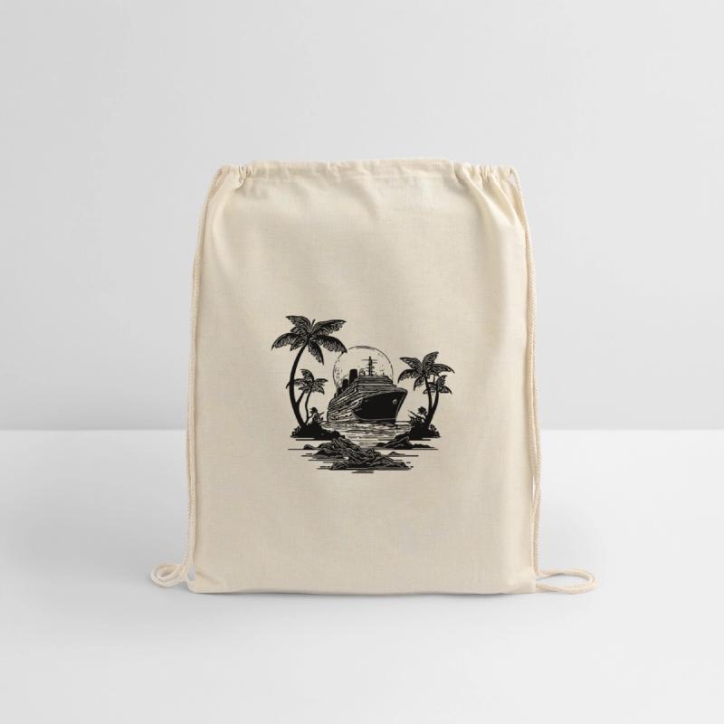 Palm Trees With Cruise Ship At Sunset