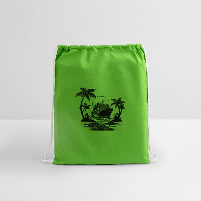 Palm Trees With Cruise Ship At Sunset