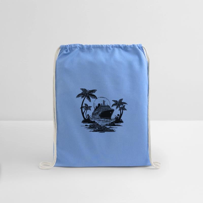 Palm Trees With Cruise Ship At Sunset