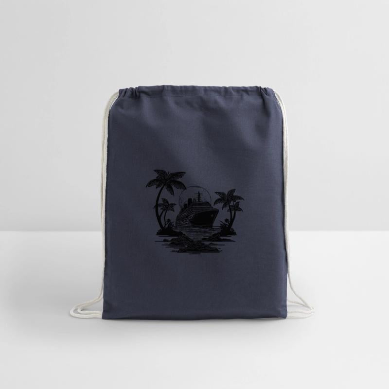 Palm Trees With Cruise Ship At Sunset