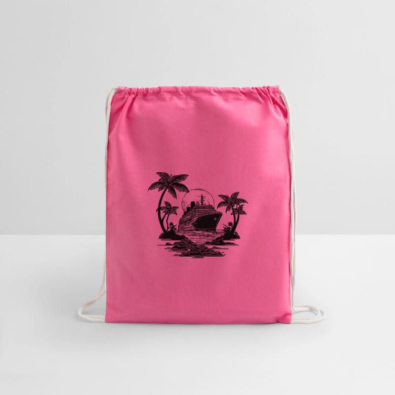 Palm Trees With Cruise Ship At Sunset