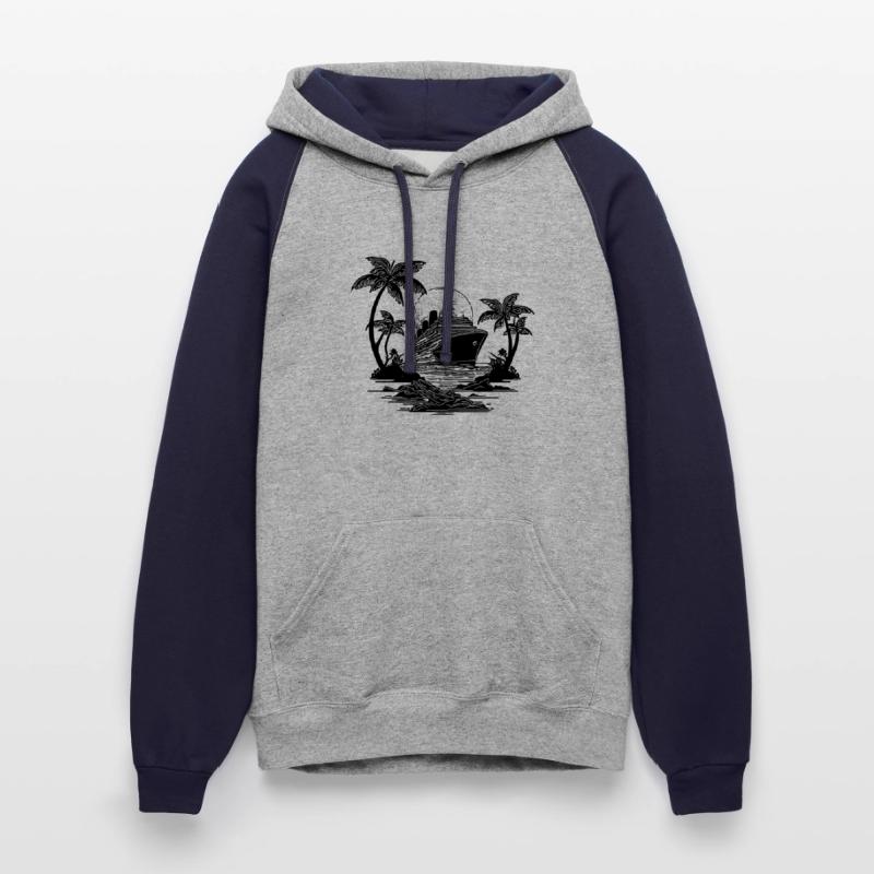 Palm Trees With Cruise Ship At Sunset