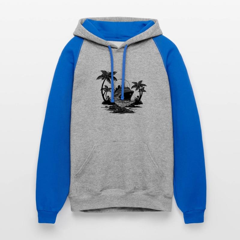 Palm Trees With Cruise Ship At Sunset