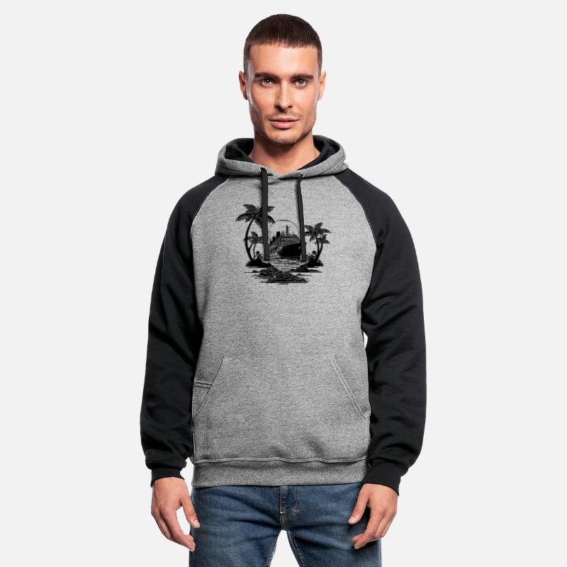 Palm Trees With Cruise Ship At Sunset