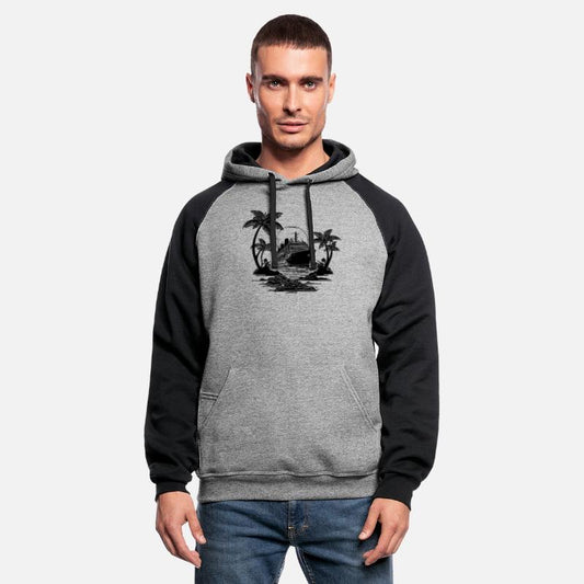 Palm Trees With Cruise Ship At Sunset