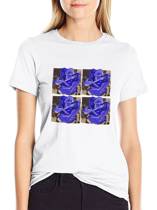 Blue Roses T-Shirt - Artistic Floral Design