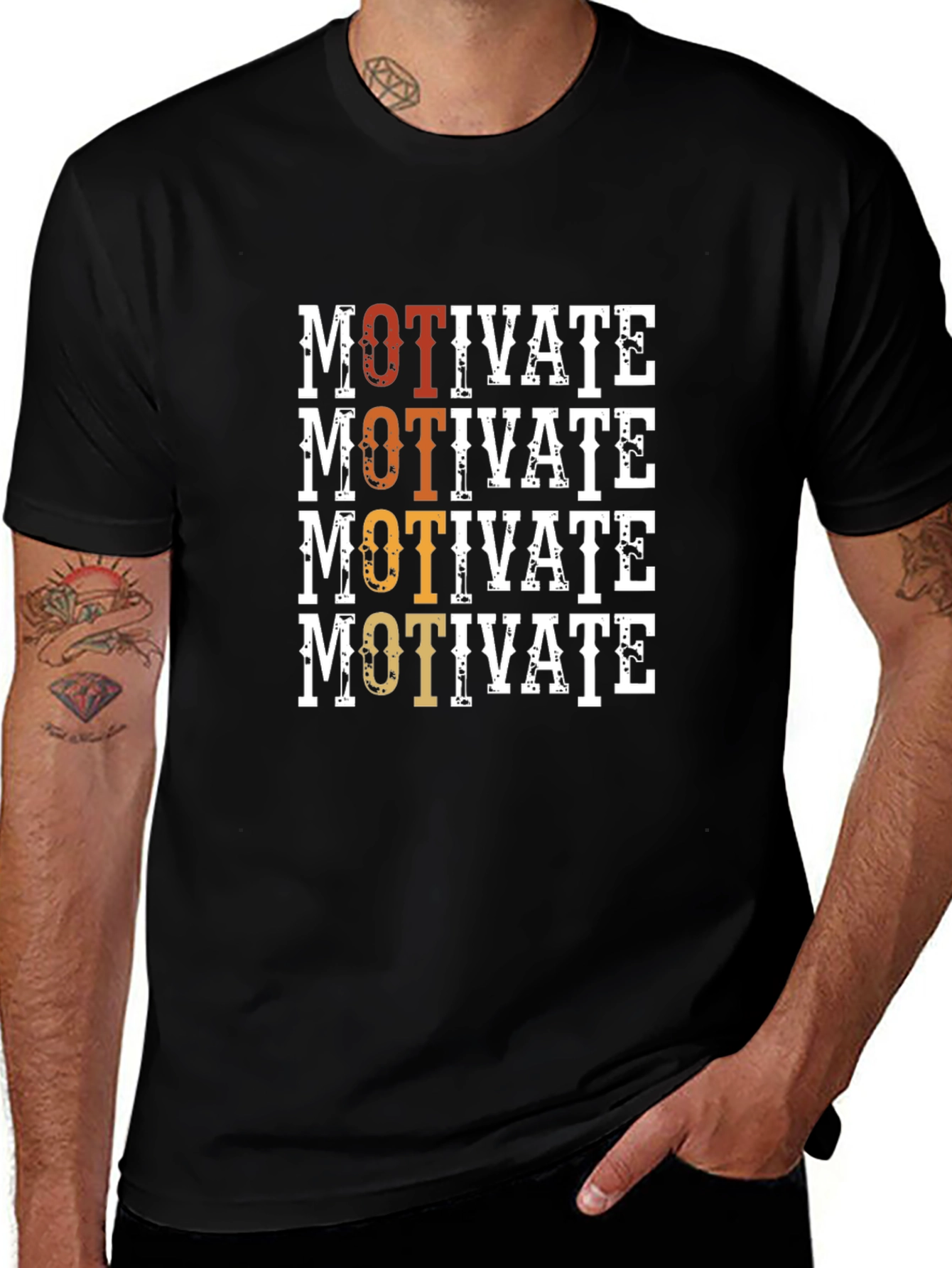 Motivate Graphic T-Shirt - Black Motivational Design