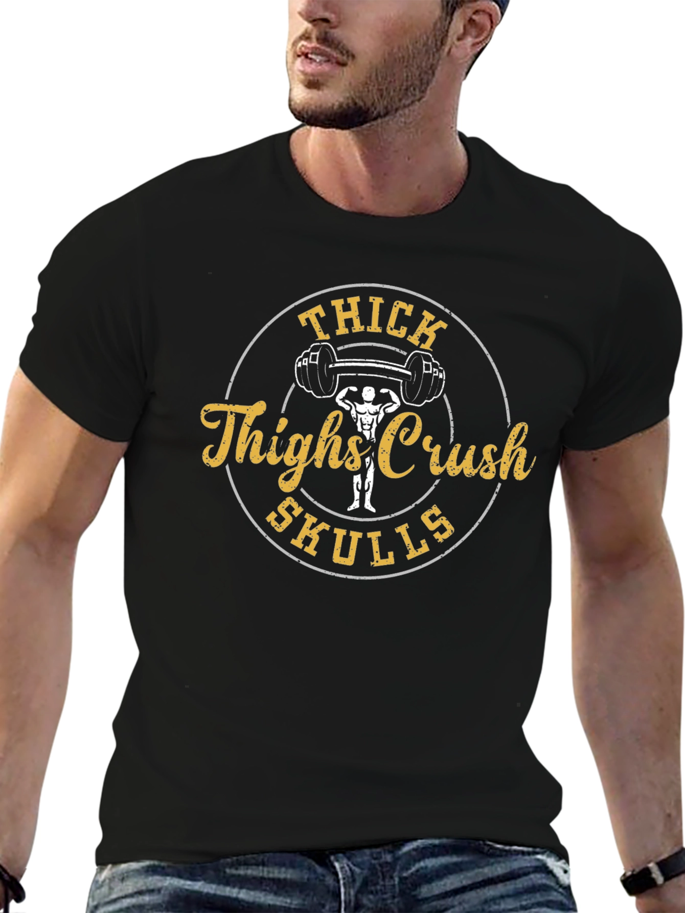 Thick Thighs Crush Skulls Black T-Shirt