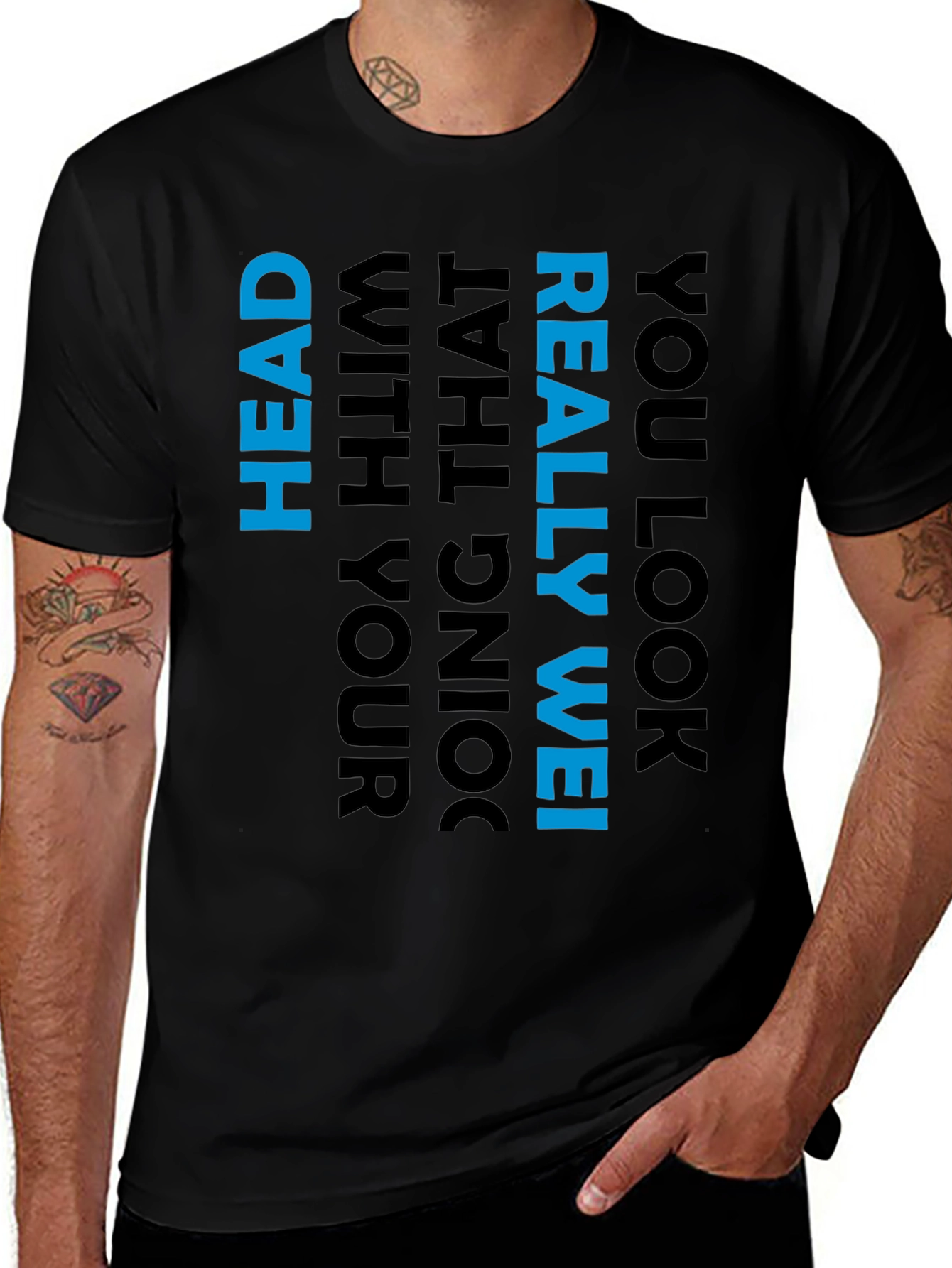Humorous Slogan Graphic Tee - Black
