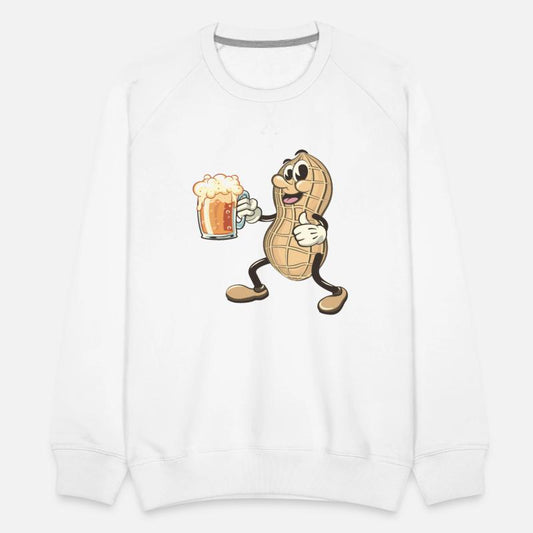 peanuts carrying a large glass of beer
