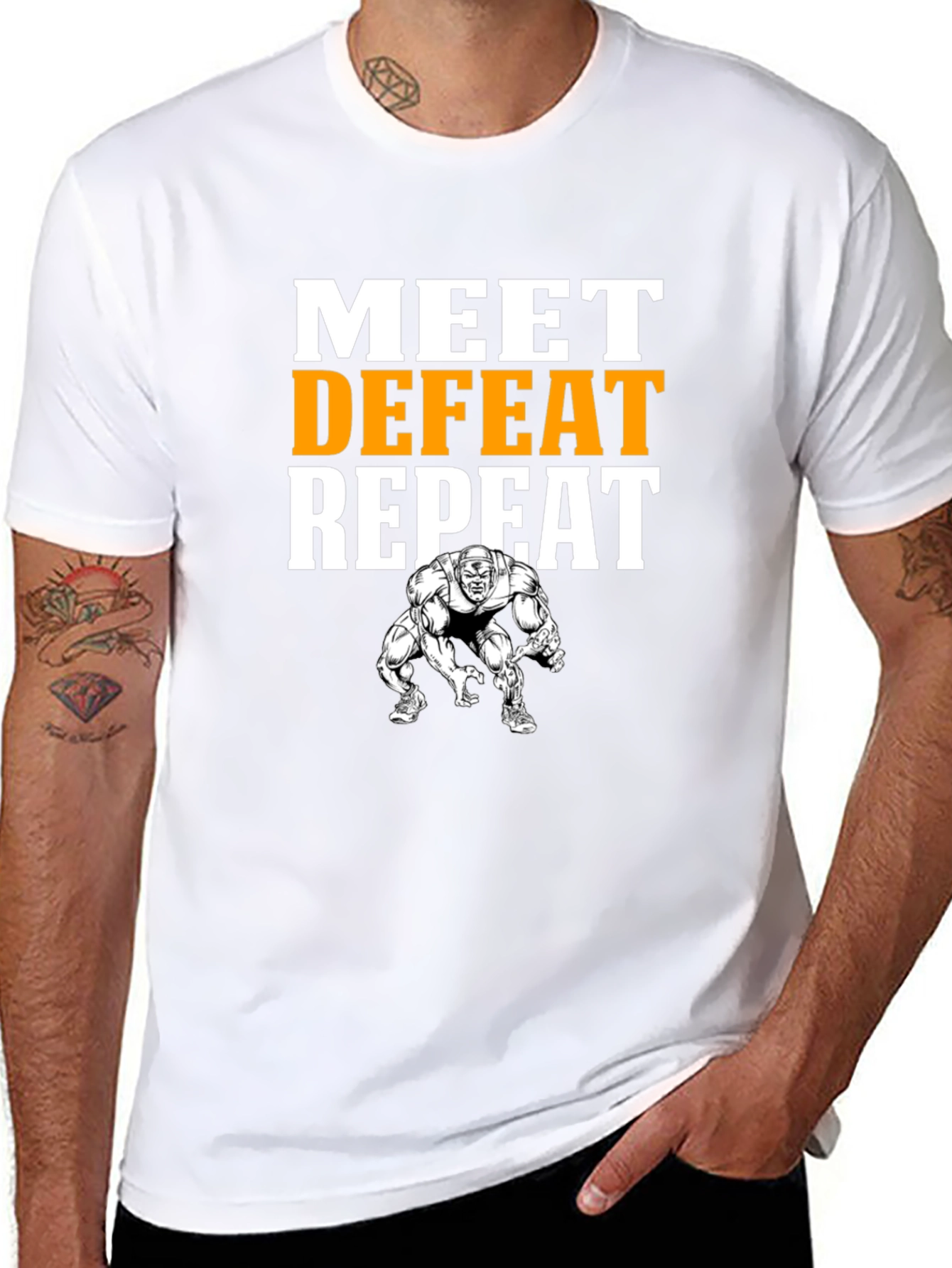 Meet Defeat Repeat Graphic T-Shirt