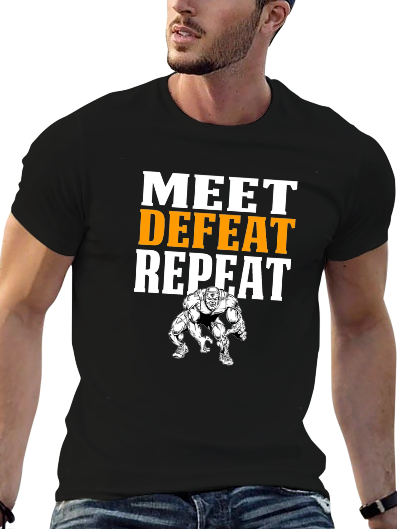 Meet Defeat Repeat Graphic T-Shirt