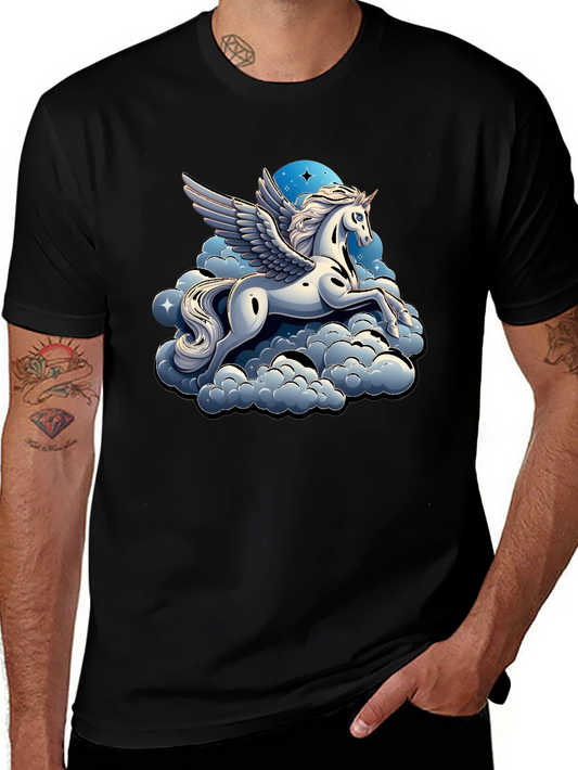 Pegasus in the Sky Graphic Tee - Black Cotton Blend