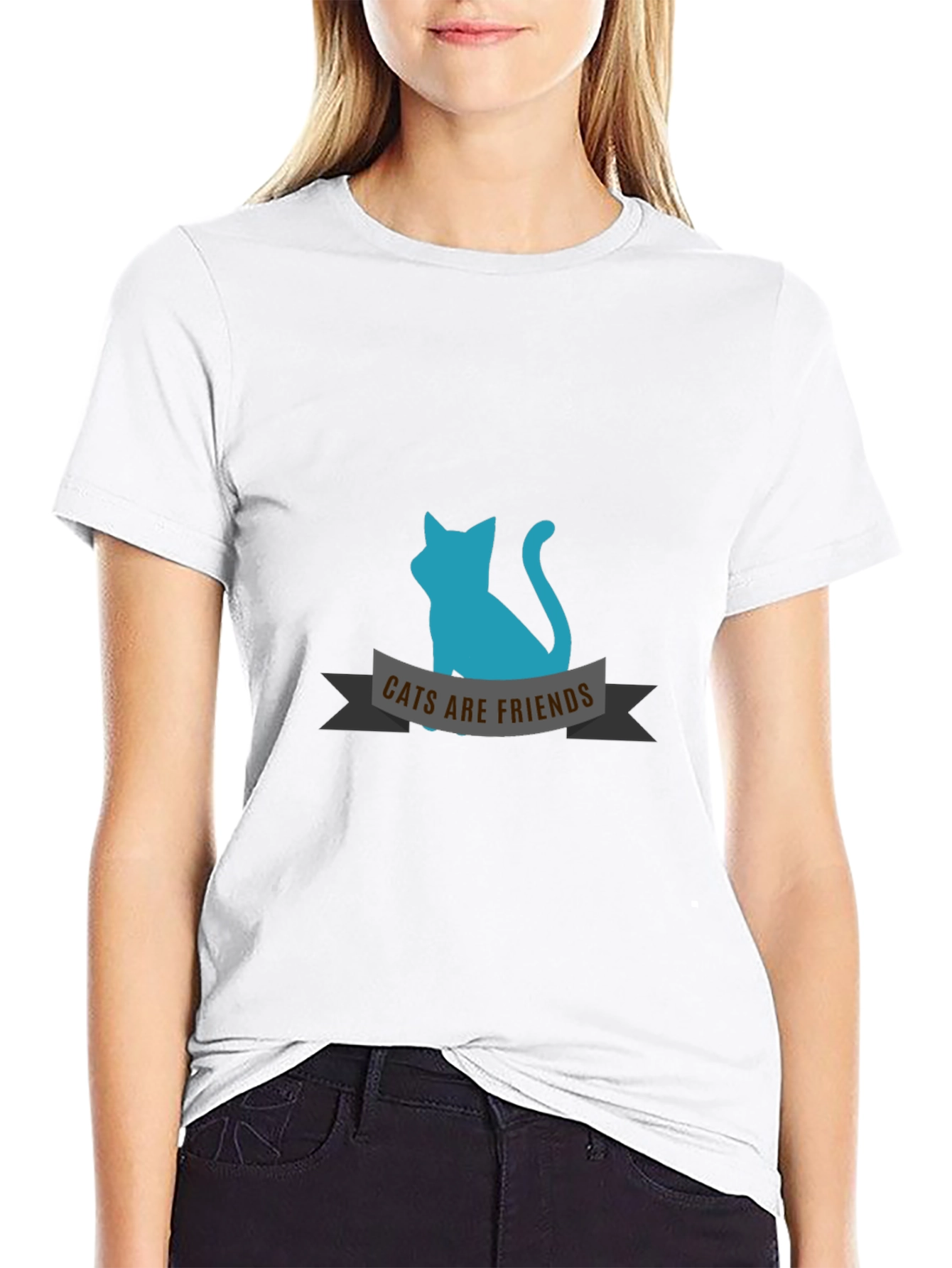 Cats Are Friends Graphic Tee - Black