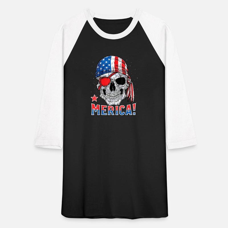 Pirate Skull 4th of July Gift Merica American Flag