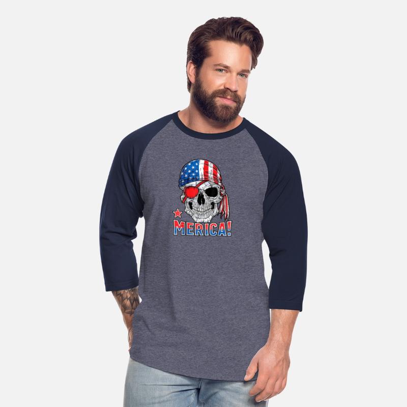 Pirate Skull 4th of July Gift Merica American Flag