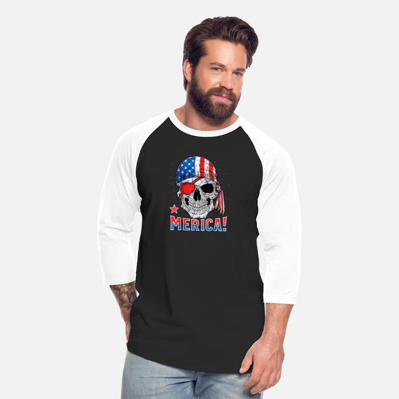 Pirate Skull 4th of July Gift Merica American Flag