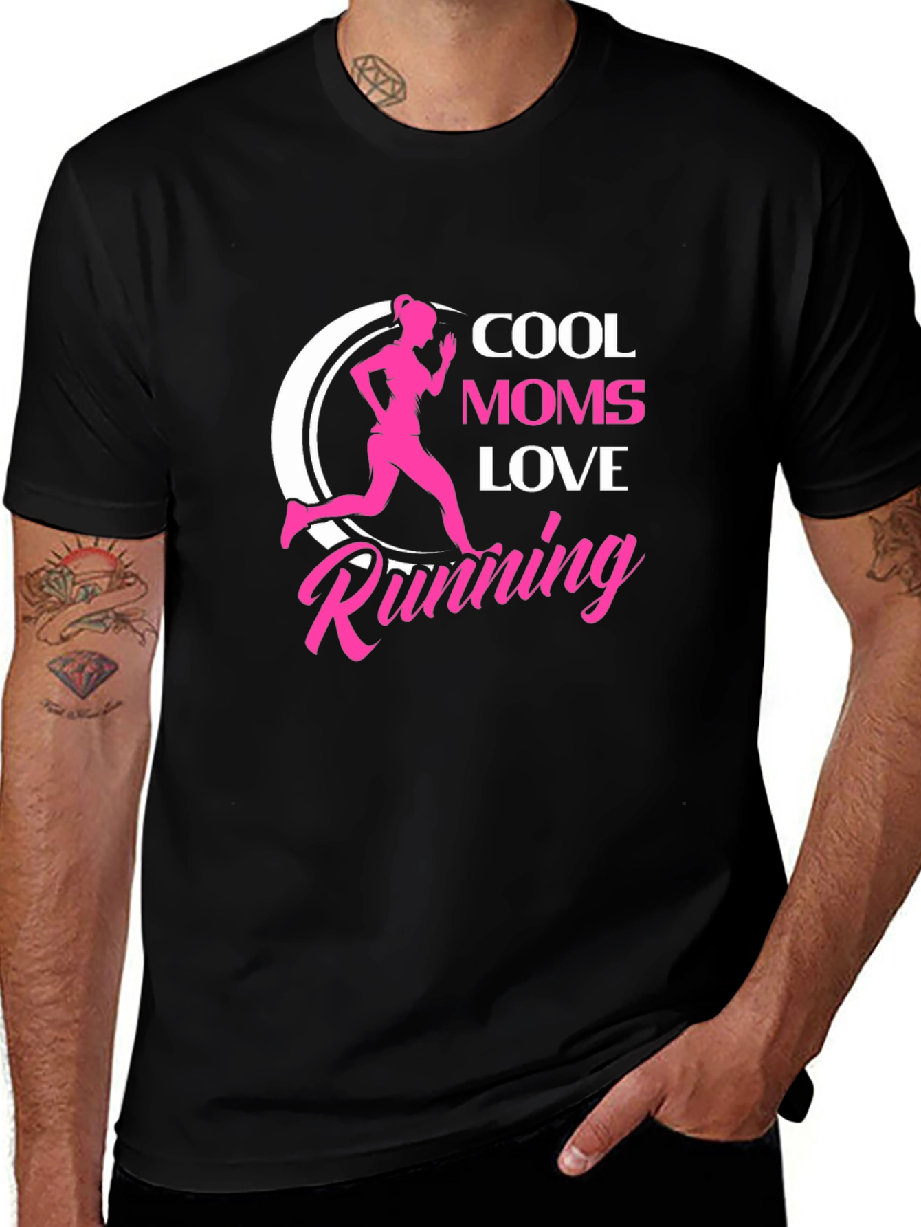 Cool Moms Love Running Black T-Shirt