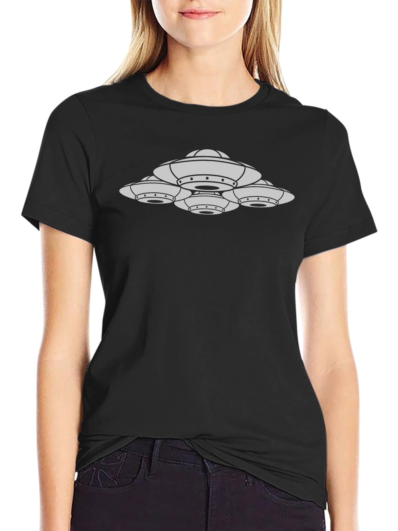UFO Cluster Graphic Tee - Black Cotton T-Shirt