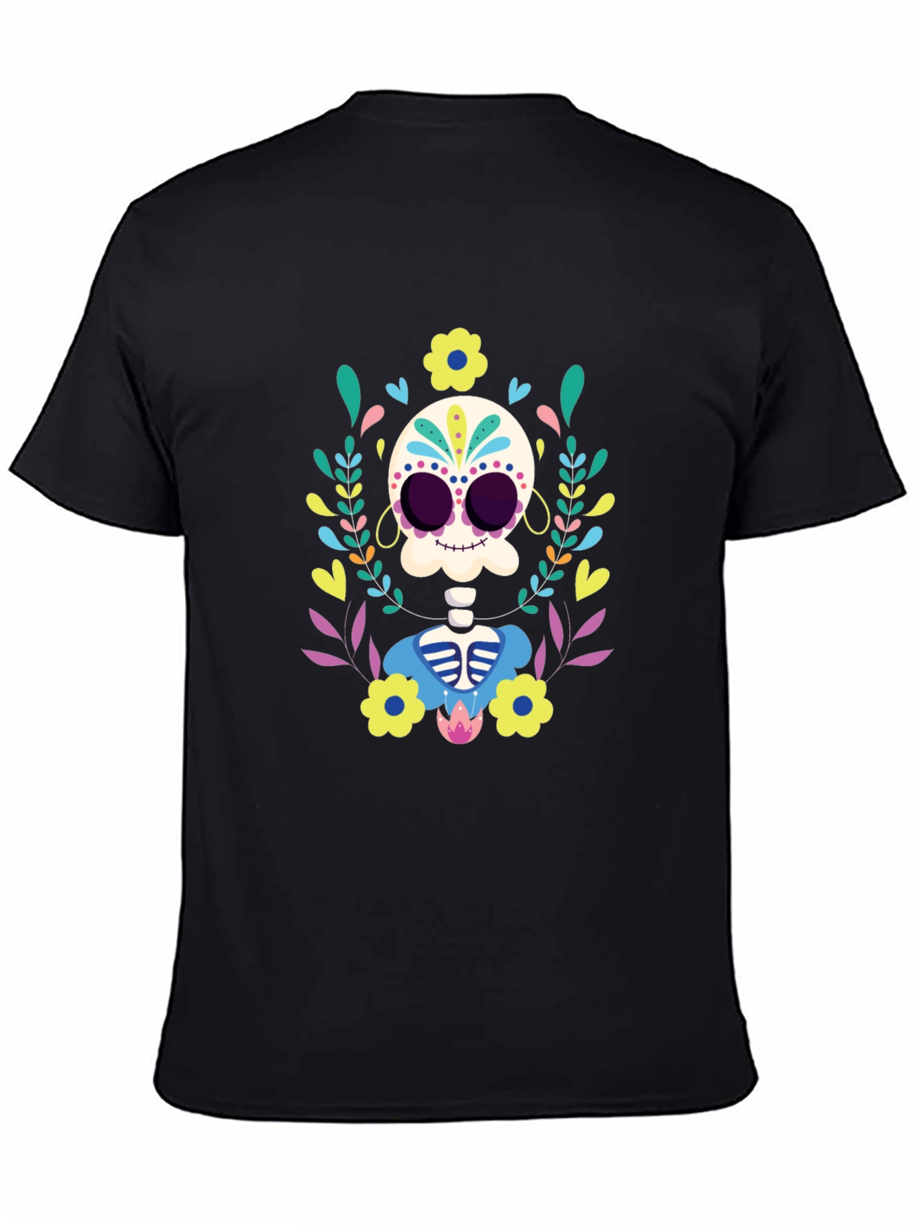Day of the Dead Skull Graphic Tee - Black